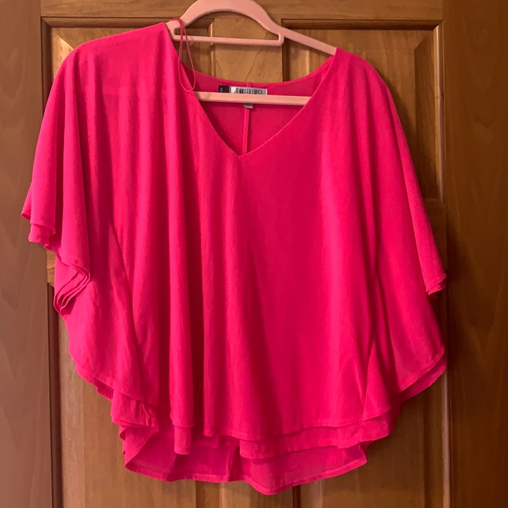 Hot pink short sleeve blouse